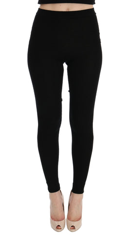 Black Slim Fit Women Cashmere Pants Dolce & Gabbana