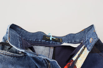 Blue Jacquard Majolica High Waist Jeans Dolce & Gabbana