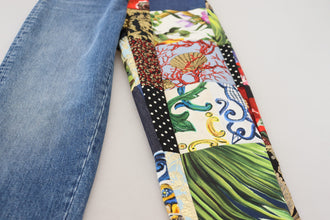 Blue Jacquard Majolica High Waist Jeans Dolce & Gabbana
