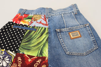 Blue Jacquard Majolica High Waist Jeans Dolce & Gabbana