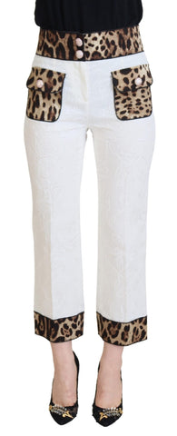 White Leopard Print High Waist Pants Dolce & Gabbana