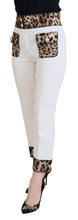 White Leopard Print High Waist Pants Dolce & Gabbana