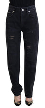Black Cotton Tattered High Waist Denim Jeans Dolce & Gabbana
