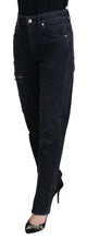 Black Cotton Tattered High Waist Denim Jeans Dolce & Gabbana