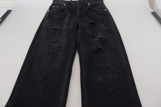 Black Cotton Tattered High Waist Denim Jeans Dolce & Gabbana