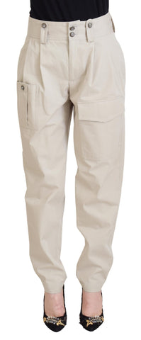 Beige High Waist Women Pants Dolce & Gabbana