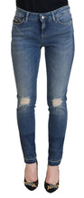 Blue Washed Cotton Tattered Denim Jeans Dolce & Gabbana