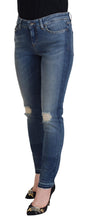 Blue Washed Cotton Tattered Denim Jeans Dolce & Gabbana