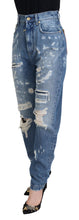 Blue Washed Cotton Tattered Denim Jeans Dolce & Gabbana