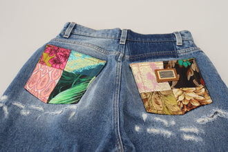 Blue Washed Cotton Tattered Denim Jeans Dolce & Gabbana