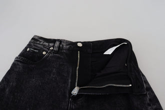 Black Washed Cotton High Waist Denim Jeans Dolce & Gabbana