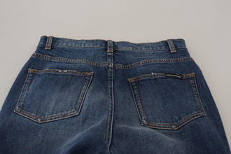 Blue Cotton High Waist Skinny Denim Jeans Dolce & Gabbana