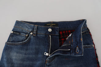 Blue Checkered Back Skinny Denim Jeans Dolce & Gabbana