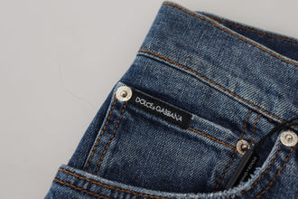 Blue Checkered Back Skinny Denim Jeans Dolce & Gabbana