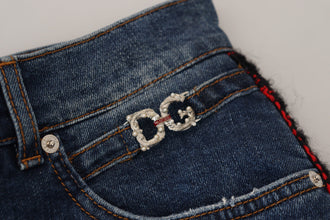 Blue Checkered Back Skinny Denim Jeans Dolce & Gabbana