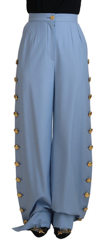 Light Blue Button Wide Leg Pants Dolce & Gabbana
