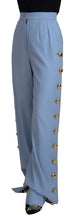 Light Blue Button Wide Leg Pants Dolce & Gabbana