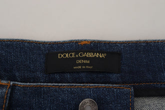 Black Floral Lace Front Skinny Denim Jeans Dolce & Gabbana