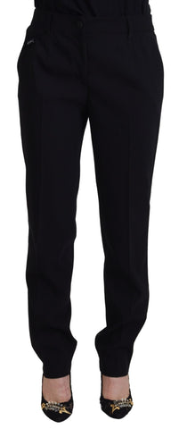 Black Tapered Women Wool Pants Dolce & Gabbana