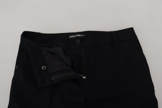 Black Tapered Women Wool Pants Dolce & Gabbana