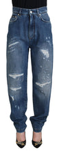 Blue Washed Cotton Tattered Denim Jeans Dolce & Gabbana