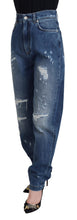 Blue Washed Cotton Tattered Denim Jeans Dolce & Gabbana