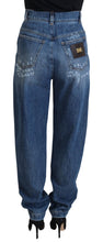 Blue Washed Cotton Tattered Denim Jeans Dolce & Gabbana