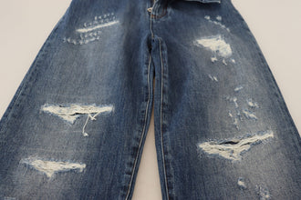 Blue Washed Cotton Tattered Denim Jeans Dolce & Gabbana