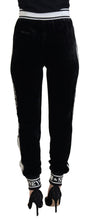 Black DG Logo Velvet Trouser Pants Dolce & Gabbana