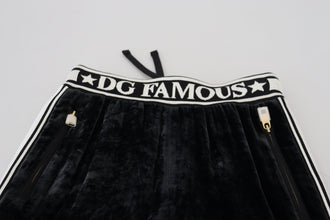 Black DG Logo Velvet Trouser Pants Dolce & Gabbana