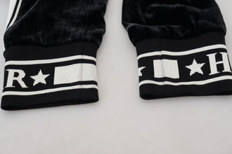 Black DG Logo Velvet Trouser Pants Dolce & Gabbana