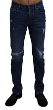 Blue Cotton Skinny Tattered Denim Jeans Dolce & Gabbana