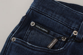 Blue Cotton Skinny Tattered Denim Jeans Dolce & Gabbana