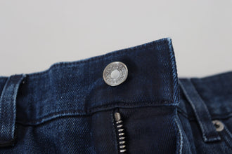 Blue Cotton Skinny Tattered Denim Jeans Dolce & Gabbana