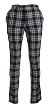 Black Checkered Cotton Men Casual Pants BENCIVENGA