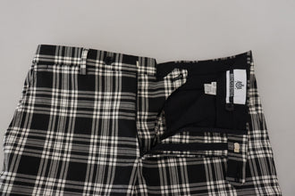 Black Checkered Cotton Men Casual Pants BENCIVENGA