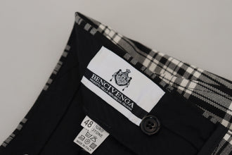 Black Checkered Cotton Men Casual Pants BENCIVENGA