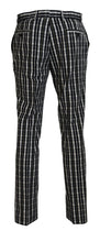 Black Checkered Cotton Casual Pants BENCIVENGA