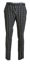 Black Checkered Cotton Casual Pants BENCIVENGA