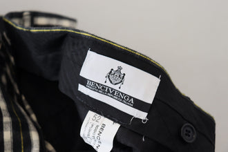 Black Checkered Cotton Casual Pants BENCIVENGA