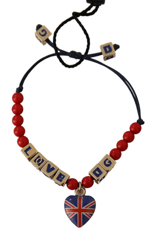 Red Blue Beaded DG LOVES LONDON Flag Branded Bracelet Dolce & Gabbana