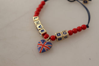 Red Blue Beaded DG LOVES LONDON Flag Branded Bracelet Dolce & Gabbana