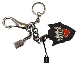 Black Prince Studs Logo Silver Brass Keychain Dolce & Gabbana