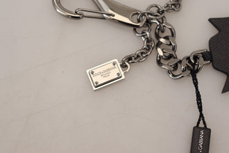 Black Prince Studs Logo Silver Brass Keychain Dolce & Gabbana