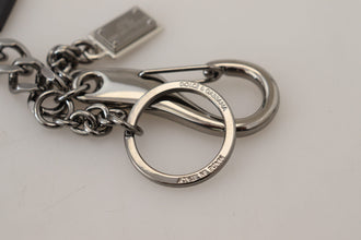 Black Prince Studs Logo Silver Brass Keychain Dolce & Gabbana