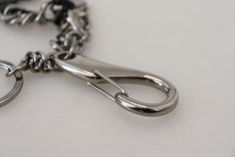 Black Prince Studs Logo Silver Brass Keychain Dolce & Gabbana