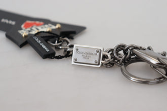 Black Prince Studs Logo Silver Brass Keychain Dolce & Gabbana