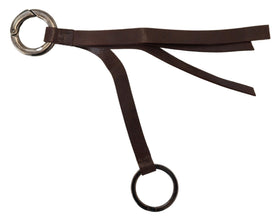 Brown Leather Silver Tone Metal Keyring Keychain Costume National