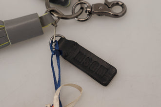 Multicolor Rocket Ship Silver Tone Metal Keychain MSGM