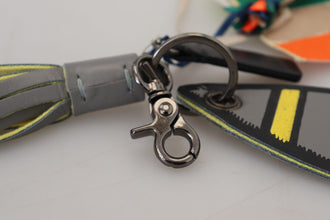 Multicolor Rocket Ship Silver Tone Metal Keychain MSGM